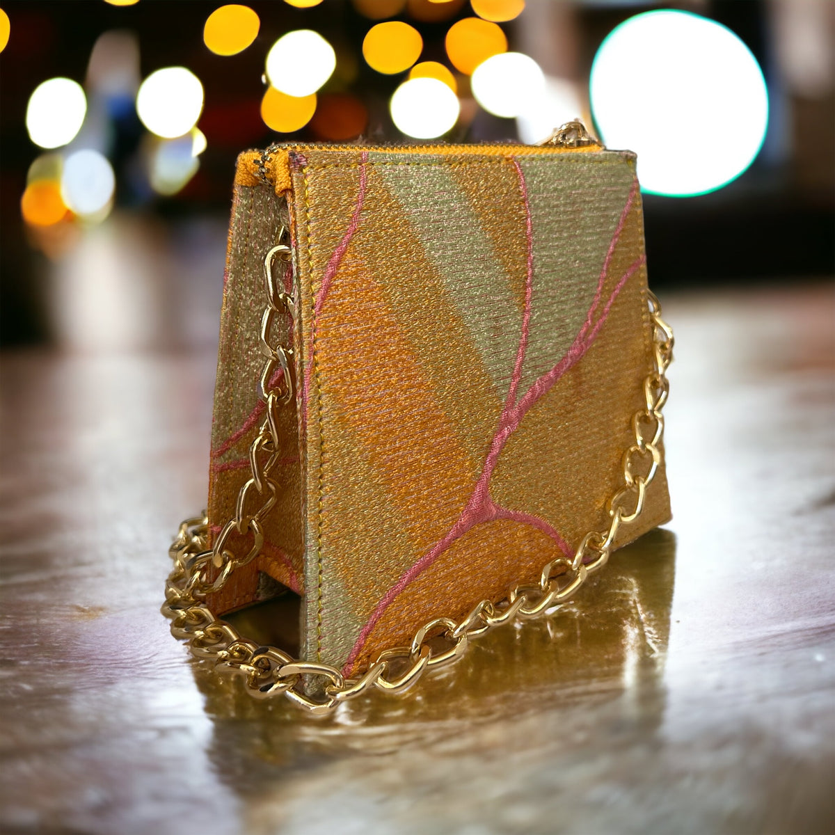 Orange Brocade Handbag