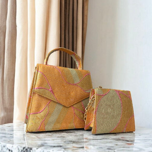 Orange Brocade Handbag
