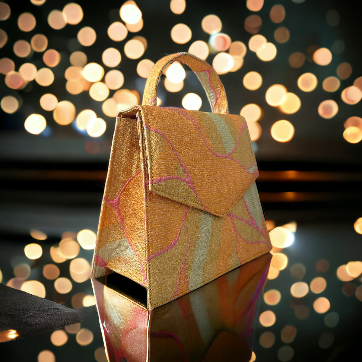 Orange Brocade Handbag